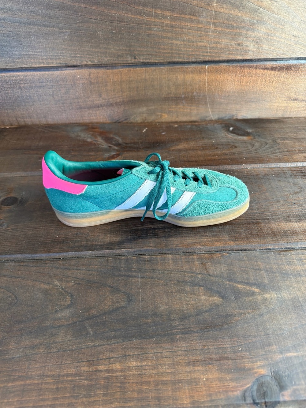 Adidas Gazelle Indoor Collegiate Green Lucid Pink Suede Sneakers Shoes Wmn Sz 9 - Picture 10 of 12